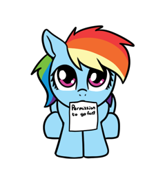 Size: 548x615 | Tagged: safe, artist:neuro, rainbow dash, pegasus, pony, g4, cute, dashabetes, female, looking at you, looking up, looking up at you, mare, mouth hold, open mouth, paper, paperwork, permission request, permission slip, requesting, sign, simple background, sitting, solo, transparent background