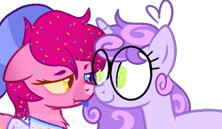 Size: 713x413 | Tagged: safe, artist:rubyg242, artist:thatonefluffs, oc, oc only, oc:hush puppy, oc:riffraff, earth pony, pony, unicorn, base used, collaboration, double chin, fluffy, food, glasses, simple background, sprinkles, transparent background