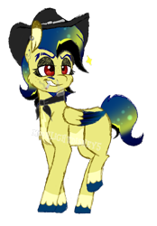 Size: 526x756 | Tagged: safe, artist:thatonefluffs, oc, oc only, oc:synchronize, pegasus, pony, cigarette, cowboy hat, eyebrows, eyeshadow, facial hair, freckles, genderfluid, goth, hat, makeup, mullet, simple background, solo, transparent background
