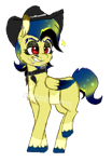 Size: 526x756 | Tagged: safe, artist:thatonefluffs, oc, oc only, oc:synchronize, pegasus, cigarette, cowboy hat, eyebrows, eyeshadow, facial hair, freckles, genderfluid, goth, hat, makeup, mullet, simple background, solo, transparent background