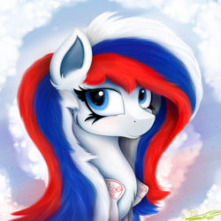 Size: 4000x4000 | Tagged: safe, artist:ser-p, oc, oc only, oc:marussia, pony, absurd resolution, bust, clothes, nation ponies, portrait, russia, solo