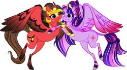 Size: 3294x1820 | Tagged: safe, artist:lisianthus, twilight sparkle, oc, alicorn, pony, g4, alicorn oc, female, horn, hug, mare, simple background, smiling, transparent background, twilight sparkle (alicorn), wings