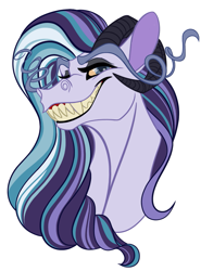 Size: 985x1333 | Tagged: safe, artist:lisianthus, oc, oc only, oc:cassiopeia, draconequus, bust, draconequus oc, female, grin, interspecies offspring, offspring, parent:discord, parent:starlight glimmer, parents:starcord, simple background, smiling, solo, white background