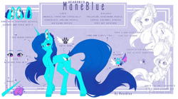 Size: 1024x570 | Tagged: safe, artist:maneblue, oc, oc only, pony, unicorn, ear fluff, female, horn, mare, paw prints, reference sheet, unicorn oc