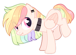 Size: 2868x2091 | Tagged: safe, artist:toffeelavender, oc, oc only, pegasus, pony, base used, collar, colored wings, eye clipping through hair, female, high res, mare, multicolored hair, rainbow hair, simple background, solo, transparent background, two toned wings, wings