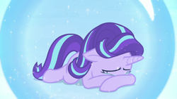 Size: 1280x720 | Tagged: safe, screencap, starlight glimmer, pony, unicorn, a royal problem, g4, season 7, bubble, crying, cute, female, force field, in bubble, magic bubble, mare, sad, sadlight glimmer, sadorable, solo, starlight glimmer is not amused, tears of sadness, teary eyes, unamused