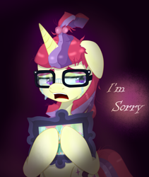 Size: 1475x1751 | Tagged: safe, artist:nihithebrony, moondancer, pony, unicorn, g4, apology, clothes, crying, cute, dancerbetes, female, solo