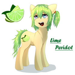 Size: 2000x2000 | Tagged: safe, artist:nihithebrony, oc, oc only, oc:lime peridot, earth pony, pony, earth pony oc, female, high res, lime, open mouth, simple background, solo, white background