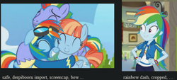 Size: 581x262 | Tagged: safe, edit, screencap, bow hothoof, rainbow dash, windy whistles, pegasus, pony, equestria girls, g4, google images, hug