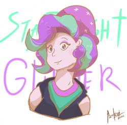 Size: 1689x1663 | Tagged: safe, artist:azulejo, starlight glimmer, equestria girls, g4, bust, fanart, female, looking at you, simple background, smiling, solo, white background