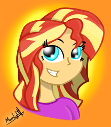 Size: 946x1079 | Tagged: safe, artist:moonlightatlm, sunset shimmer, equestria girls, g4, bust, female, smiling, solo