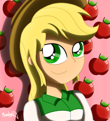 Size: 2000x2200 | Tagged: safe, artist:moonlightatlm, applejack, equestria girls, g4, bust, female, high res, smiling, solo