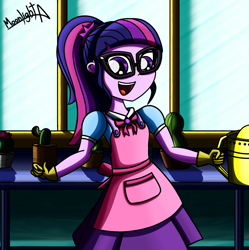 Size: 2000x2007 | Tagged: safe, artist:moonlightatlm, sci-twi, twilight sparkle, equestria girls, g4, my little pony equestria girls: better together, my little shop of horrors, clothes, female, high res, open mouth, solo