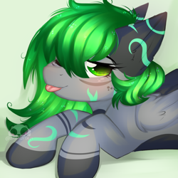 Size: 1050x1050 | Tagged: safe, artist:2pandita, oc, pegasus, pony, female, lying down, mare, prone, solo, tongue out