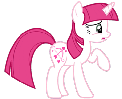 Size: 989x808 | Tagged: safe, artist:estories, artist:foxyfell1337, lovestruck, pony, unicorn, g4, female, full body, hooves, horn, mare, open mouth, raised hoof, show accurate, side view, simple background, solo, standing, tail, transparent background