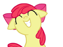 Size: 646x483 | Tagged: safe, artist:swnn1218, apple bloom, earth pony, pony, g4, adorabloom, cute, eyes closed, female, filly, foal, grin, simple background, smiling, solo, white background