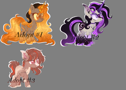 Size: 4409x3150 | Tagged: safe, artist:louyalpha, artist:meimisuki, oc, oc only, earth pony, pony, unicorn, adoptable, base used, black mane, black tail, chest fluff, gradient tail, gray background, gray coat, highlights, lava lamp, moon, number, numbers, orange mane, orange tail, purple eyes, purple mane, purple tail, simple background, tail, text, two toned mane, two toned tail