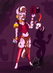 Size: 2091x2867 | Tagged: safe, artist:adhiguna, artist:johnathon-matthews, zecora, anthro, g4, clothes, costume, deviantart watermark, doctor facilier, high res, hooves, human skull, nightmare night, nightmare night costume, obtrusive watermark, old art, shadow man, shadowman, the princess and the frog, voodo doctor, watermark, witch doctor