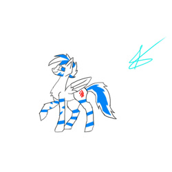 Size: 1000x1000 | Tagged: safe, artist:daringspeed, oc, oc only, oc:light speed, pegasus, pony, looking at you, marker (dead space), nervous, simple background, solo, stripes, white background
