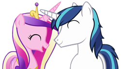 Size: 1152x660 | Tagged: safe, edit, edited screencap, editor:twilyisbestpone, screencap, princess cadance, shining armor, alicorn, pony, unicorn, g4, background removed, eyes closed, female, male, mare, not a vector, ship:shiningcadance, shipping, simple background, stallion, straight, transparent background