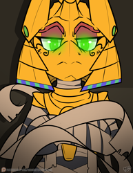 Size: 2550x3300 | Tagged: source needed, safe, artist:bbsartboutique, oc, oc:khattarah, earth pony, pony, ankha zone, egyptian, egyptian headdress, egyptian pony, high res, meme, mummy, solo