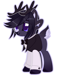 Size: 2233x2686 | Tagged: safe, artist:toffeelavender, oc, oc only, pony, antlers, base used, bowtie, clothes, high res, simple background, solo, transparent background