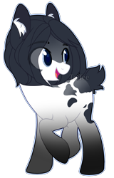 Size: 1197x1872 | Tagged: safe, artist:toffeelavender, oc, oc only, earth pony, pony, base used, earth pony oc, looking back, open mouth, raised hoof, simple background, smiling, solo, transparent background
