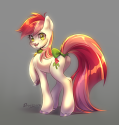 Size: 2000x2100 | Tagged: safe, artist:draco zero, roseluck, earth pony, pony, g4, bow, butt, collar, commission, commissioner:doom9454, cute, female, high res, long tail, mare, pet tag, plot, pony pet, rosebutt, rosepet, solo, tail, tail bow