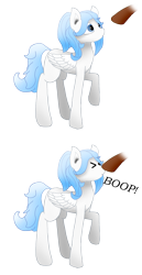 Size: 1080x2100 | Tagged: safe, artist:puginpocket, oc, oc only, oc:opal rosamond, pegasus, pony, ><, boop, disembodied hoof, eyes closed, female, mare, pegasus oc, simple background, surprised, transparent background