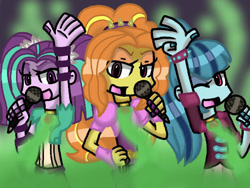 Size: 640x480 | Tagged: safe, artist:imtailsthefoxfan, adagio dazzle, aria blaze, sonata dusk, equestria girls, g4, female, microphone, panty and stocking with garterbelt, style emulation, trio