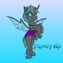 Size: 2048x2048 | Tagged: safe, artist:papery xlp, oc, oc:void, changeling, pony, high res, solo