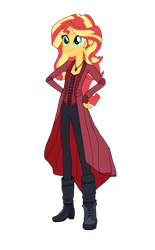 Size: 3374x5431 | Tagged: safe, artist:renthegodofhumor, sunset shimmer, equestria girls, g4, clothes, clothes swap, crossover, female, scarlet witch, simple background, solo, transparent background