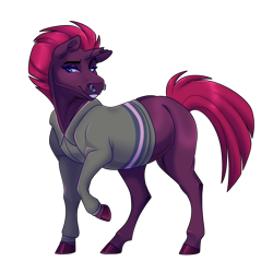 Size: 1500x1500 | Tagged: safe, artist:uunicornicc, tempest shadow, pony, unicorn, g4, broken horn, clothes, female, hoers, horn, mare, nose piercing, piercing, raised hoof, septum piercing, shirt, simple background, smiling, solo, transparent background
