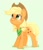 Size: 786x910 | Tagged: safe, artist:melodylibris, applejack, earth pony, pony, g4, applejack's hat, bandana, blushing, cowboy hat, cute, female, freckles, green background, hat, jackabetes, looking up, mare, pigtails, simple background, smiling, solo, standing, three quarter view