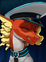 Size: 3120x4200 | Tagged: safe, artist:neither, oc, oc only, oc:posada, seapony (g4), equestria at war mod, bust, clothes, female, flowing mane, mare, military, military uniform, ocean, portrait, smiling, underwater, uniform, water