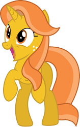 Size: 841x1335 | Tagged: safe, artist:mlptmntfan2000, oc, oc only, oc:pineapple soda, pony, unicorn, female, freckles, full body, hooves, horn, mare, open mouth, open smile, show accurate, simple background, smiling, solo, tail, transparent background, two toned mane, two toned tail, unicorn oc