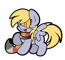 Size: 1427x1318 | Tagged: safe, artist:saveraedae, derpy hooves, pegasus, pony, g4, chibi, clothes, cute, female, fourth doctor's scarf, mare, raised hoof, scarf, simple background, solo, striped scarf, transparent background