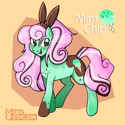 Size: 1440x1440 | Tagged: safe, artist:seasemissary, oc, oc:mint chip, earth pony, pony, female, magical lesbian spawn, mare, offspring, parent:bon bon, parent:lyra heartstrings, parents:lyrabon, solo