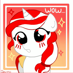 Size: 539x536 | Tagged: safe, artist:pastelpien, oc, oc:sinar bulan indonesia, alicorn, pony, :o, chibi, cute, daaaaaaaaaaaw, female, hair tie, horn, indonesia, mare, open mouth, signature, sparkling, wings, wow