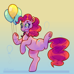 Size: 3040x3040 | Tagged: safe, artist:1racat, pinkie pie, earth pony, pony, g4, balloon, female, high res, mare, party balloon, solo, underhoof