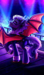 Size: 755x1280 | Tagged: safe, artist:youth_roses, oc, oc only, oc:night singer, bat pony, pony, bat pony oc, solo