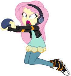 Size: 1024x1095 | Tagged: safe, artist:emeraldblast63, fluttershy, equestria girls, g4, game stream, my little pony equestria girls: better together, angry, clothes swap, converse, flutterrage, game stream outfit, gamershy, role reversal, shoes, simple background, solo, transparent background, vector