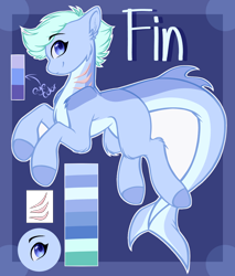Size: 1280x1500 | Tagged: safe, artist:purplegrim40, oc, oc only, merpony, pony, abstract background, colored hooves, female, mare, reference sheet, smiling