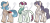 Size: 1936x878 | Tagged: safe, artist:purplegrim40, oc, oc only, earth pony, pegasus, pony, unicorn, base used, clothes, colored hooves, earth pony oc, female, horn, mare, pegasus oc, reference sheet, scarf, simple background, smiling, transparent background, unicorn oc