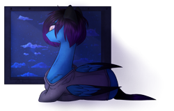 Size: 2000x1269 | Tagged: safe, artist:purplegrim40, oc, oc only, pegasus, pony, clothes, female, lying down, mare, pegasus oc, prone, simple background, smiling, solo, transparent background, wings