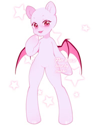 Size: 1024x1328 | Tagged: safe, artist:miioko, oc, oc only, bat pony, semi-anthro, arm hooves, bald, base, bat pony oc, bat wings, download at source, female, free to use, simple background, smiling, solo, white background, wings