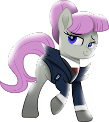 Size: 5857x6603 | Tagged: safe, artist:php178, derpibooru exclusive, oc, oc only, oc:queue, earth pony, pony, derpibooru, celestial advice, g4, my little pony: the movie, .svg available, absurd resolution, badumsquish approved, blue eyes, clothes, colored pupils, derpibooru ponified, earth pony oc, female, hair bun, inkscape, lidded eyes, mare, meta, military uniform, movie accurate, ponified, raised hoof, simple background, smiling, solo, suit, svg, transparent background, uniform, vector