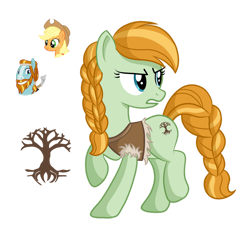 Size: 1280x1155 | Tagged: safe, artist:tenderrain-art, applejack, rockhoof, oc, oc:idalia, earth pony, pony, g4, braid, female, mare, offspring, parent:applejack, parent:rockhoof, parents:rockjack, simple background, transparent background