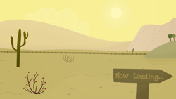 Size: 4096x2304 | Tagged: safe, artist:candy meow, legends of equestria, appleloosa, applewood, cactus, loading screen, mountain, railroad, sign, sun, tree