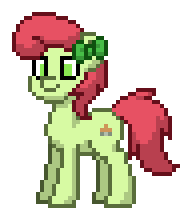 Size: 192x220 | Tagged: safe, artist:topsangtheman, peachy sweet, earth pony, pony, pony town, g4, animated, apple family member, blinking, female, full body, gif, hooves, loop, mare, pixel art, simple background, smiling, solo, standing, tail, transparent background